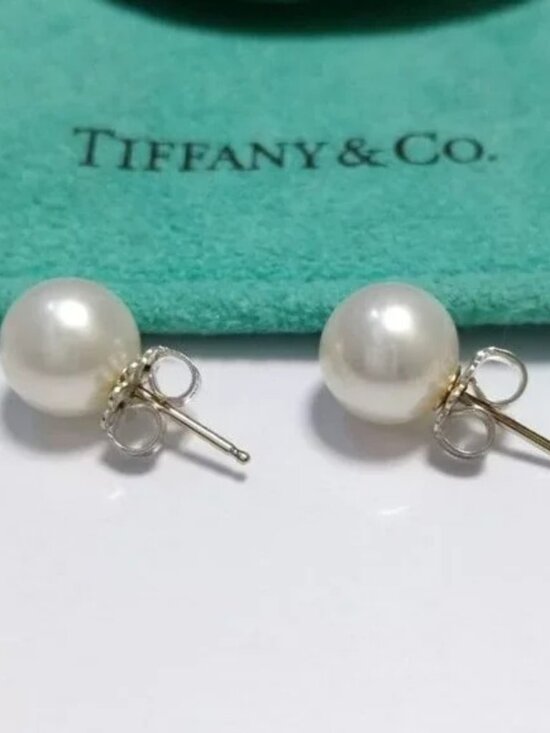 Tiffany & Co. Jewelry - Tiffany Pearl Earrings Studs Silver 7.7mm 0.3"